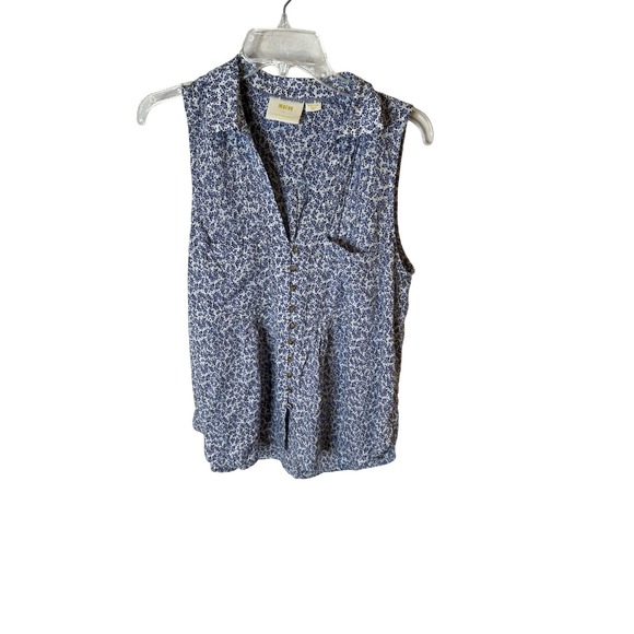 Maeve Tops - Maeve Anthropologie Blue Floral Sleeveless Button Down Shirt Women's Medium